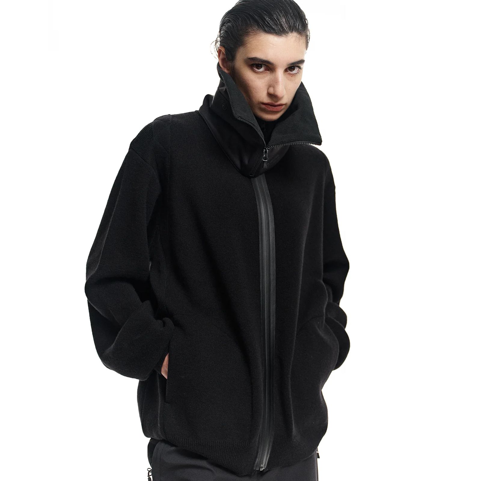 MANRICO CASHMERE 黒 ドライバーズニット cash＆barba(キャッシュ＆バルバ) Mongorian Cashmere Drivers