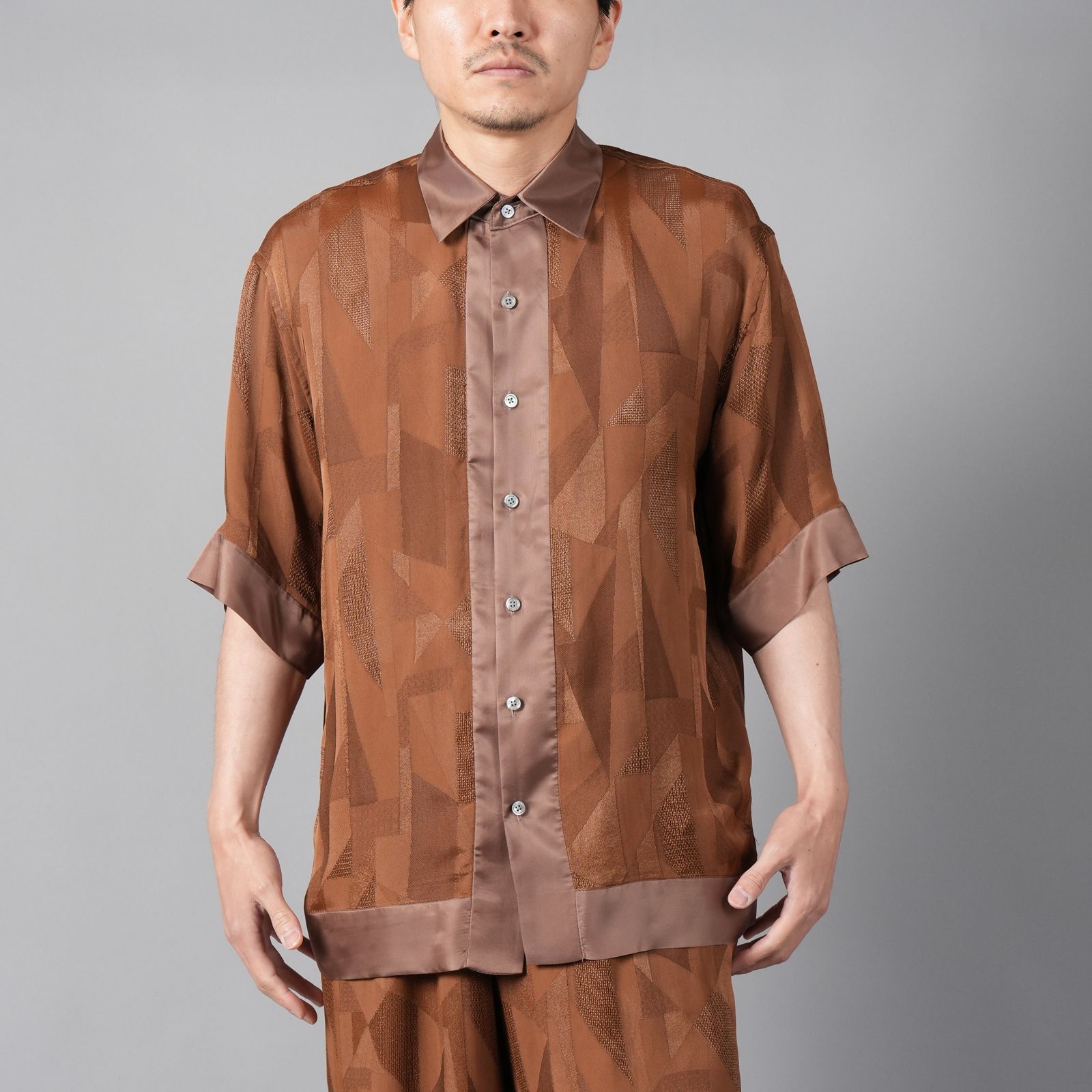 LAPEAUDEGEM cupra キュプラ シャツ LA PEAU DE GEM】cupra scarf shirt/キュプラスカーフシャツ