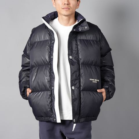 446X1 NYLON RIPSTOP COVER DOWN_ STONE ISLAND MARINA  / ナイロンリップストップ カバーダウン ダウンジャケット (インクブルー)