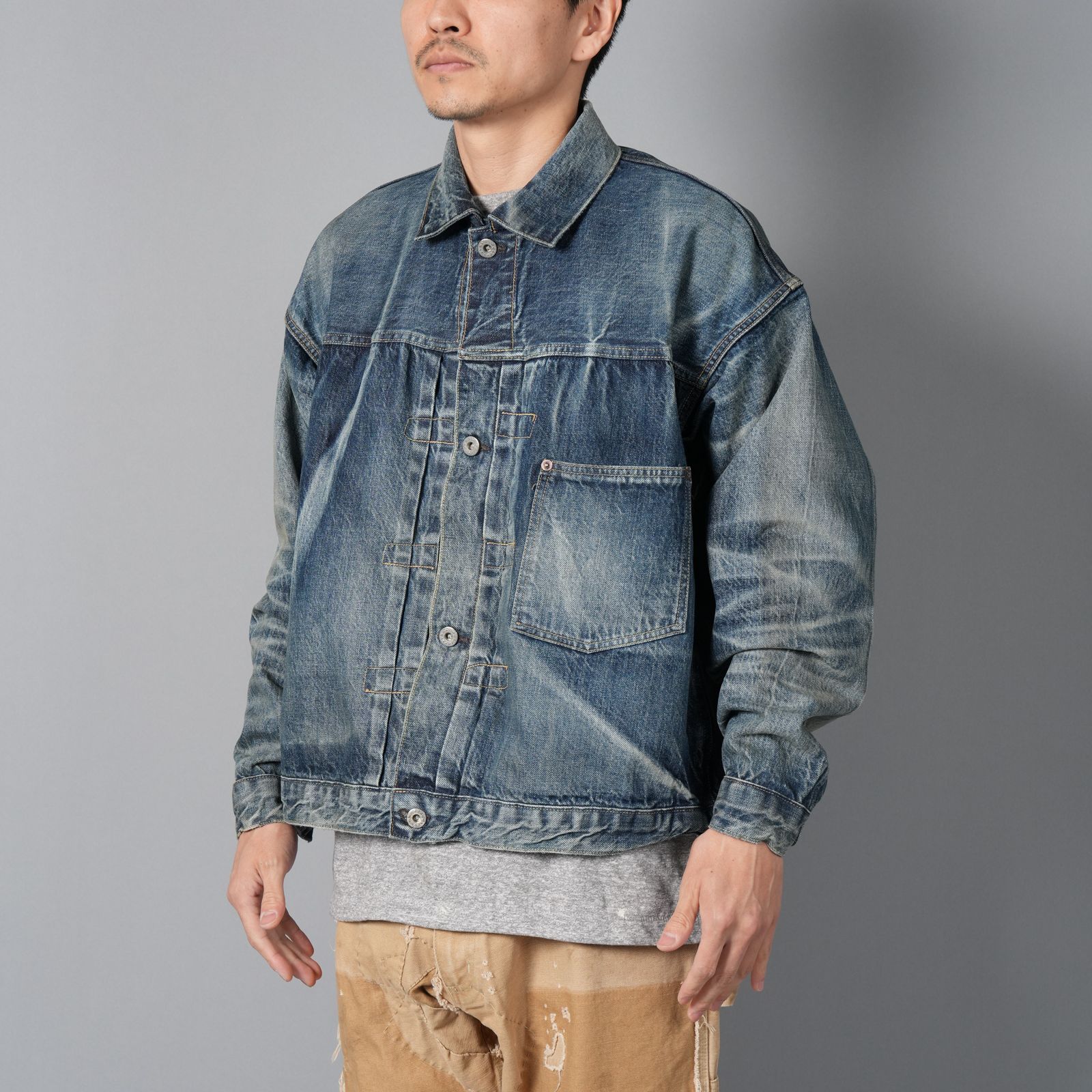 【ラスト1点】【コラボ】SM-HR8-0000-C39 / BJ_DENIM JACKET / DAMAGE / BLUE / デニムジャケット (ブルー)