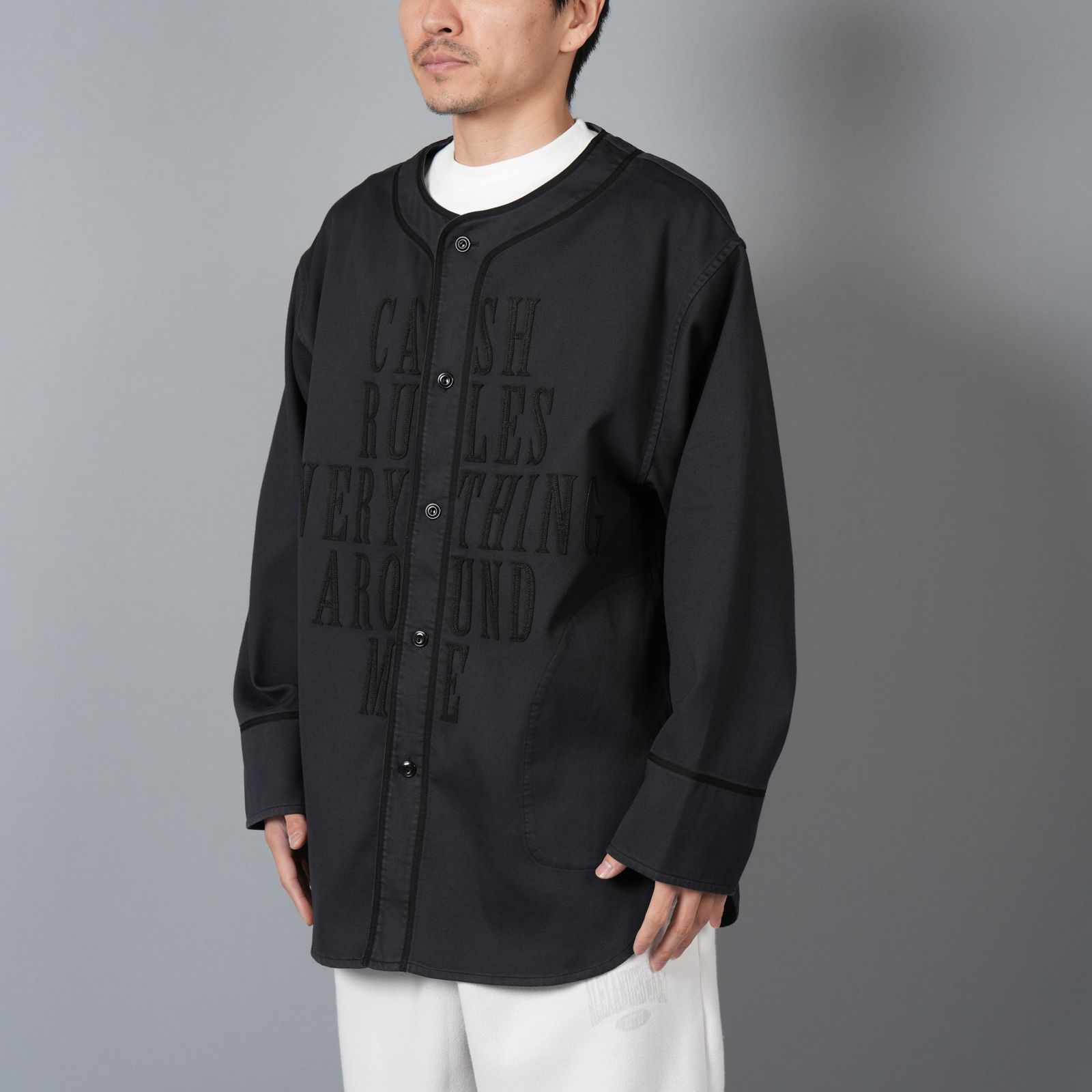 【ラスト1点】BASEBALL SHIRTS "C.R.E.A.M" (L/S) / ベースボールシャツ (ブラック)