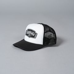 【ラスト1点】EMBROIDERED TRUCKER CAP "LM CLOTHING"   / メッシュキャップ (ホワイト/ブラック)