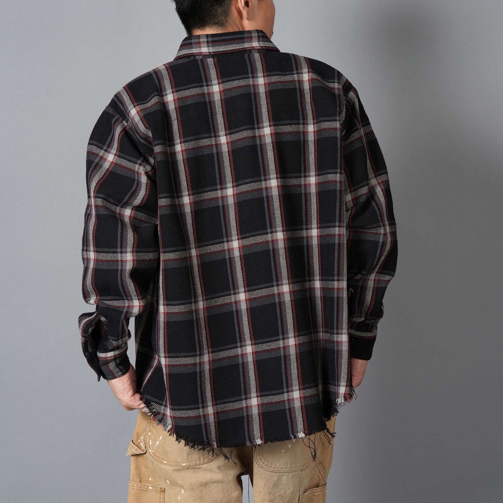 DAMAGED FLANNEL SHIRTS / ネルシャツ (ブラック)
