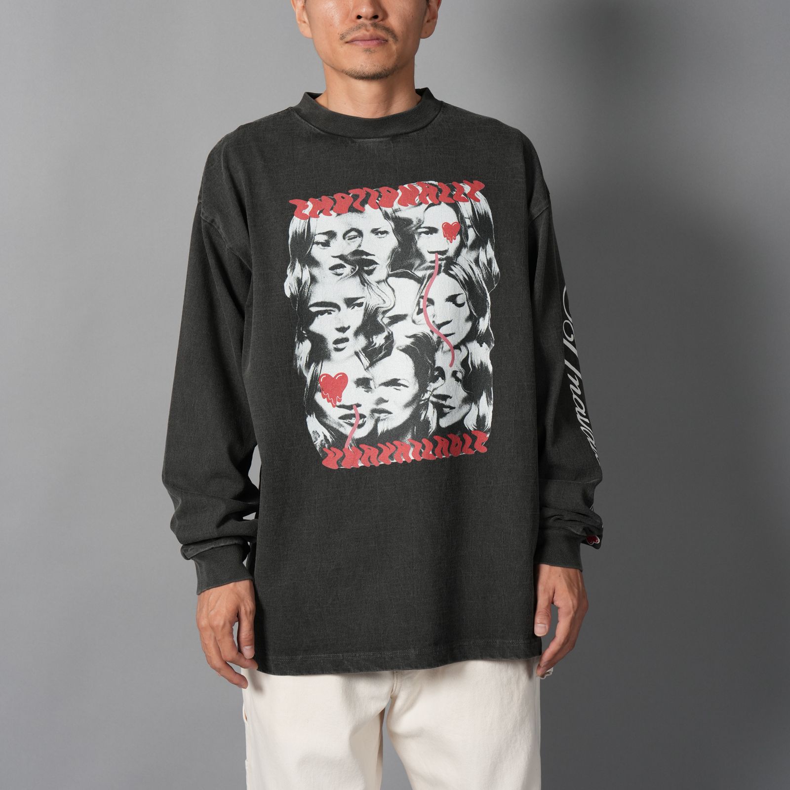 【コラボ】EU-HR1-0000-C11 / EU BG COLLAGE LS TEE / ロンT・カットソー (ブラック)