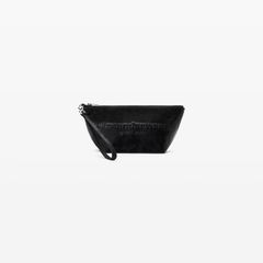 【ラスト1点】PUNCH WRISTLET ZIP POUCH / クラックルパテントレザー リストレットストラップポーチ   (ブラック)