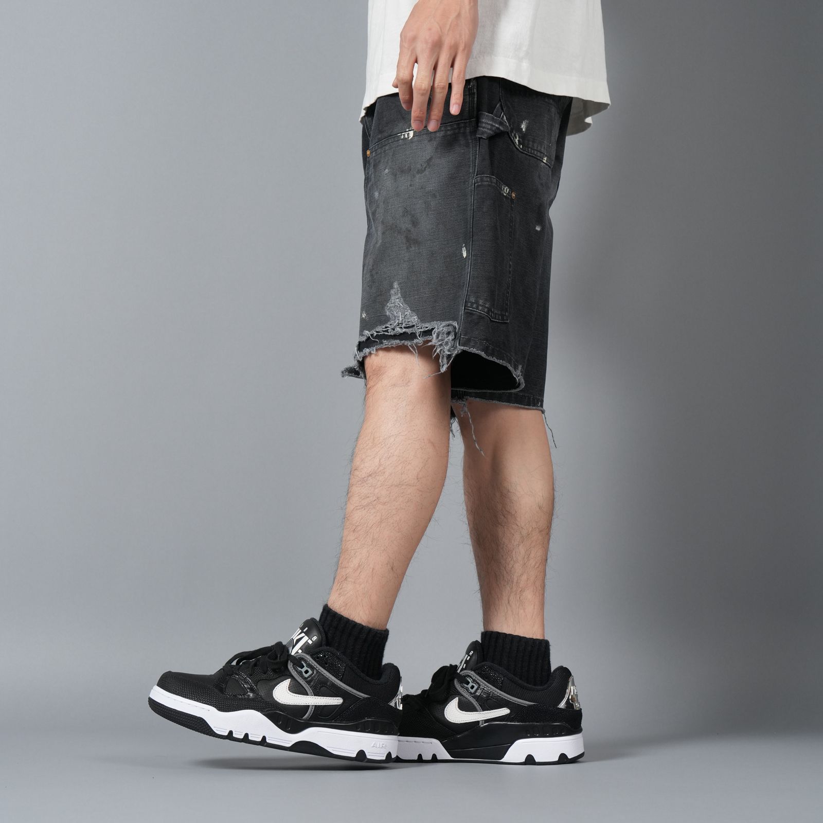SM-HR8-0000-071 / DOUBLE KNEE SHORTS / BLACK / ダブルニーショーツ (ブラック)