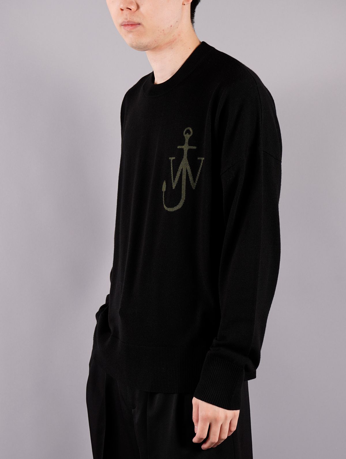 ラスト1点 / ANCHOR CREWNECK JUMPER / アンカークルーネックジャンパー  (ブラック/グリーン)