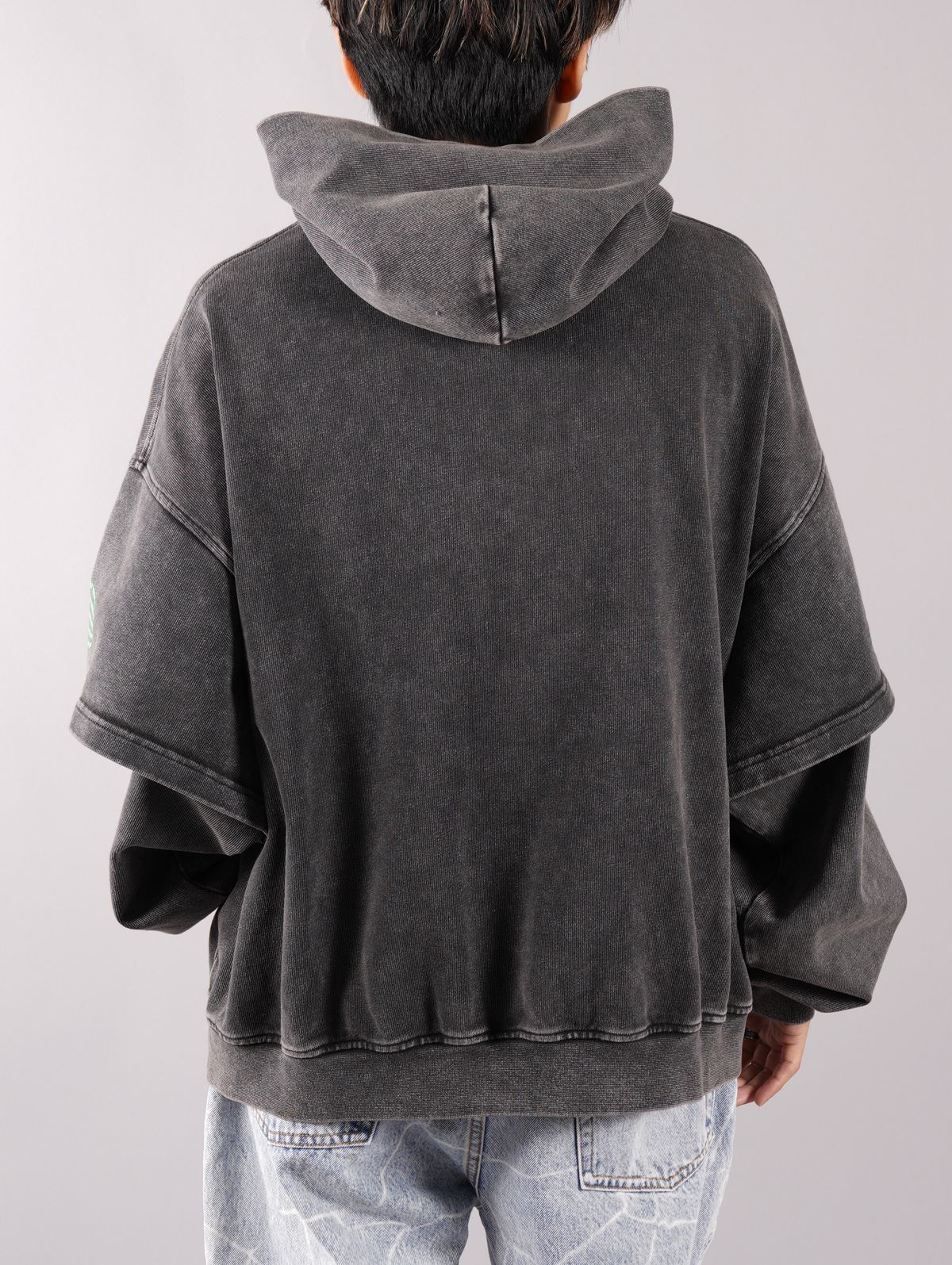 ALEXANDER WANG - ラスト1点 / ACID WASH HOODED SWEATSHIRT WITH LOGO