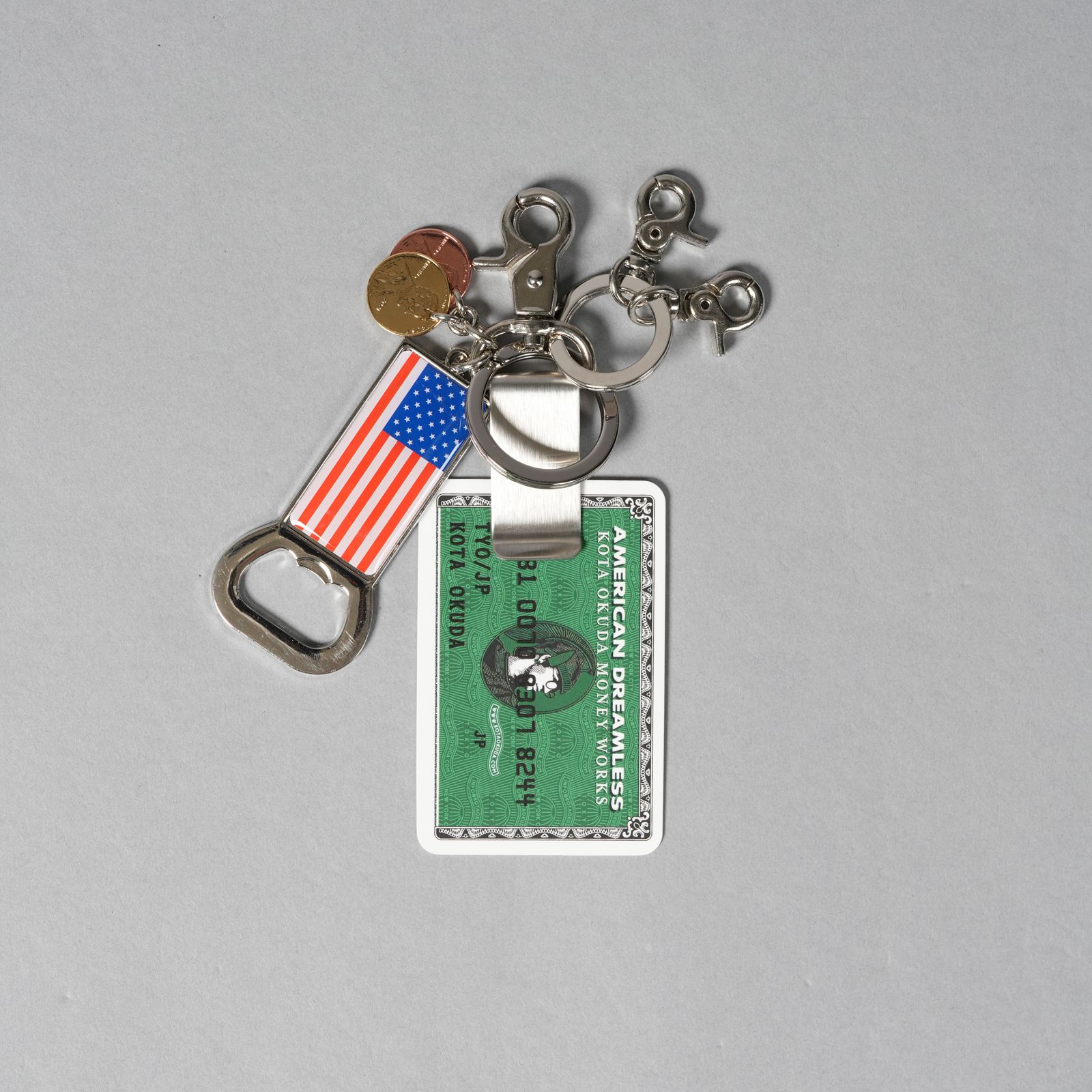 MONEY CLIP KEYRING (STELL) / マネークリップキーリング (シルバー/グリーン)