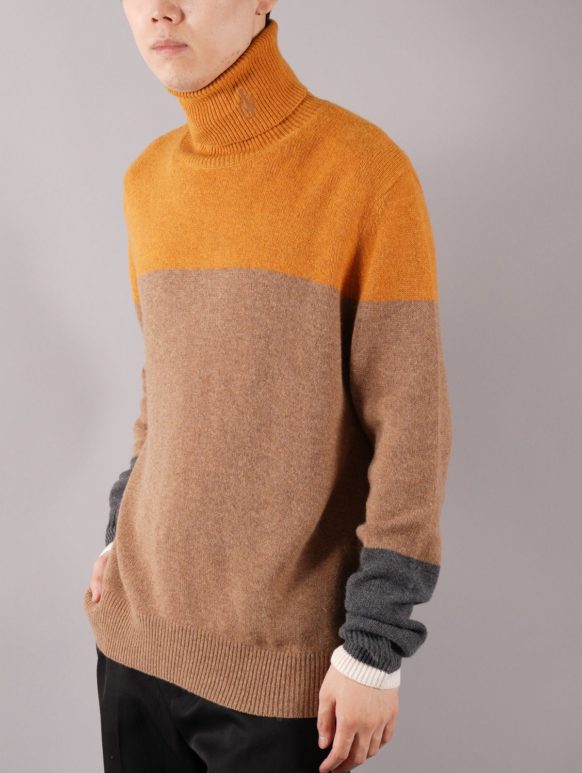 COLOURBLOCK KNITTED JUMPER / カラーブロック ニッテッド ジャンパー (オレンジ)
