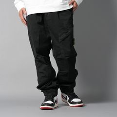 3100036  / STRETCH ORGANIC BROKEN TWILL COTTON 'OLD' EFFECT / カーゴパンツ  [ガーメントダイ][ルーズフィット][ストレッチ入り]  (ブラック)