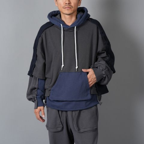 LAYERED HOODIE / レイヤードフーディー  (スモークグレー)