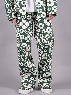 【ラスト1点】 MARNI X CARHARTT WIP - GREEN FLORAL TROUSERS / パンツ   (フォレストグリーン)