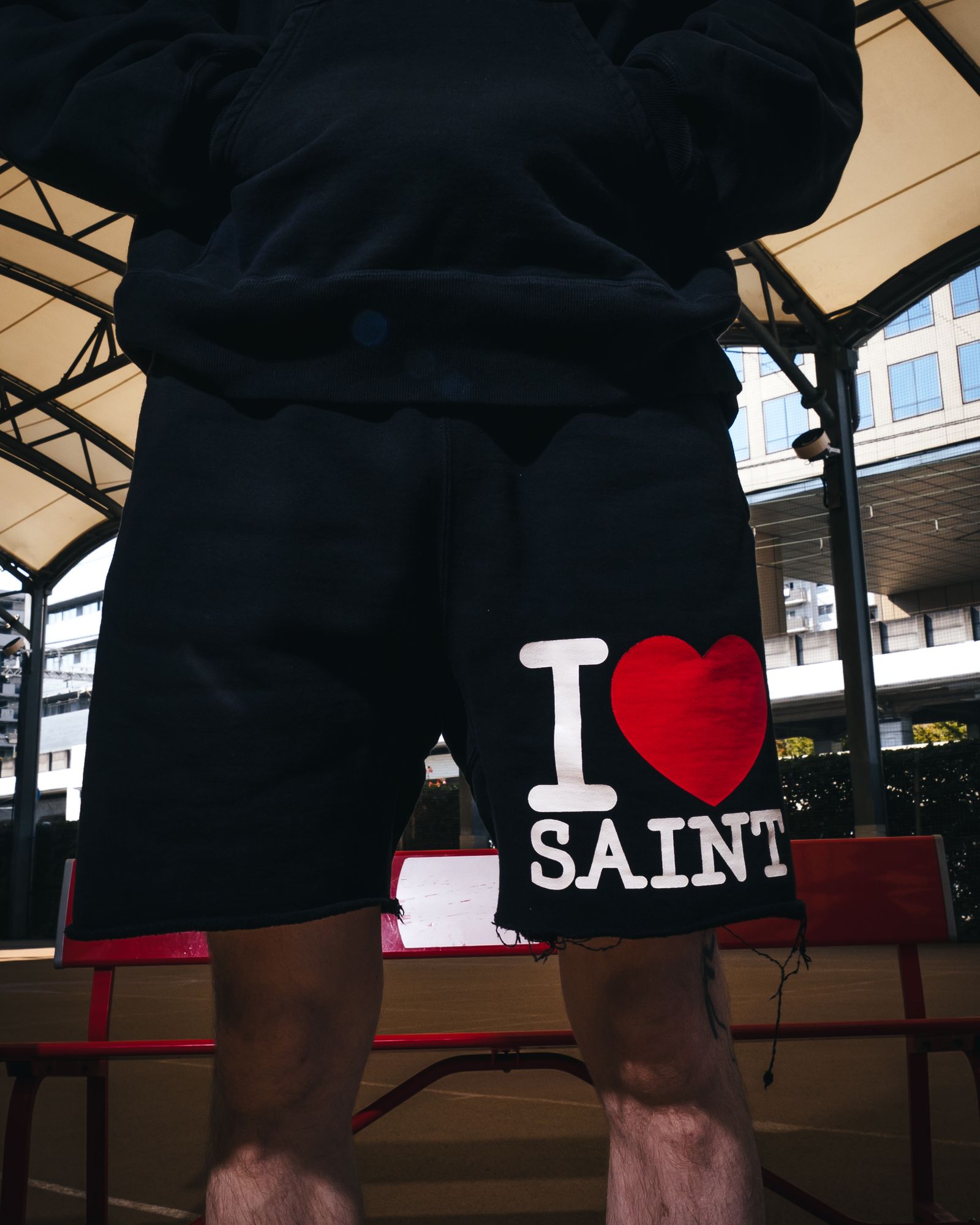 SM-MK8-0000-066 / SWEAT SHORTS / I LOVE SAINT/BLK / スウェットショーツ (ブラック)