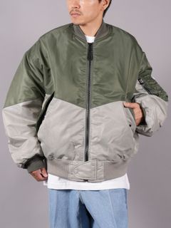【ラスト1点】【限定】FACETASM x AVIREX PATCHED MA-1 JACKET / ファセッタズム x アヴィレックス パッチド MA-1 ジャケット [リバーシブル] (グレー/カーキ)