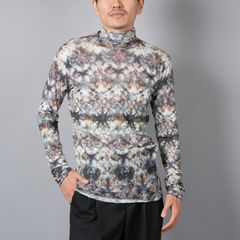 【ラスト1点】TIE DYE TULLE T / HIGH NECK T-SHIRT / タイダイ チュールT ハイネックTシャツ (イエロー)