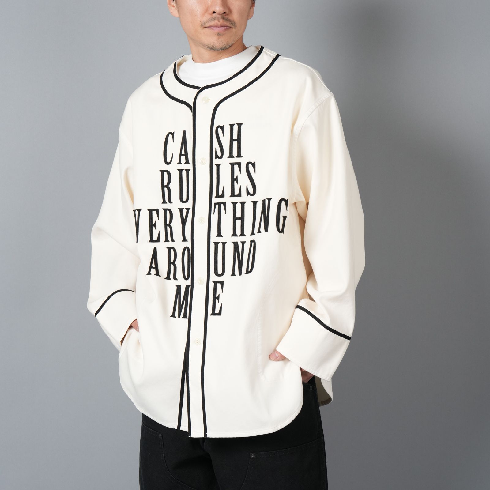 【ラスト1点】BASEBALL SHIRTS "C.R.E.A.M" (L/S) / ベースボールシャツ (ホワイト)