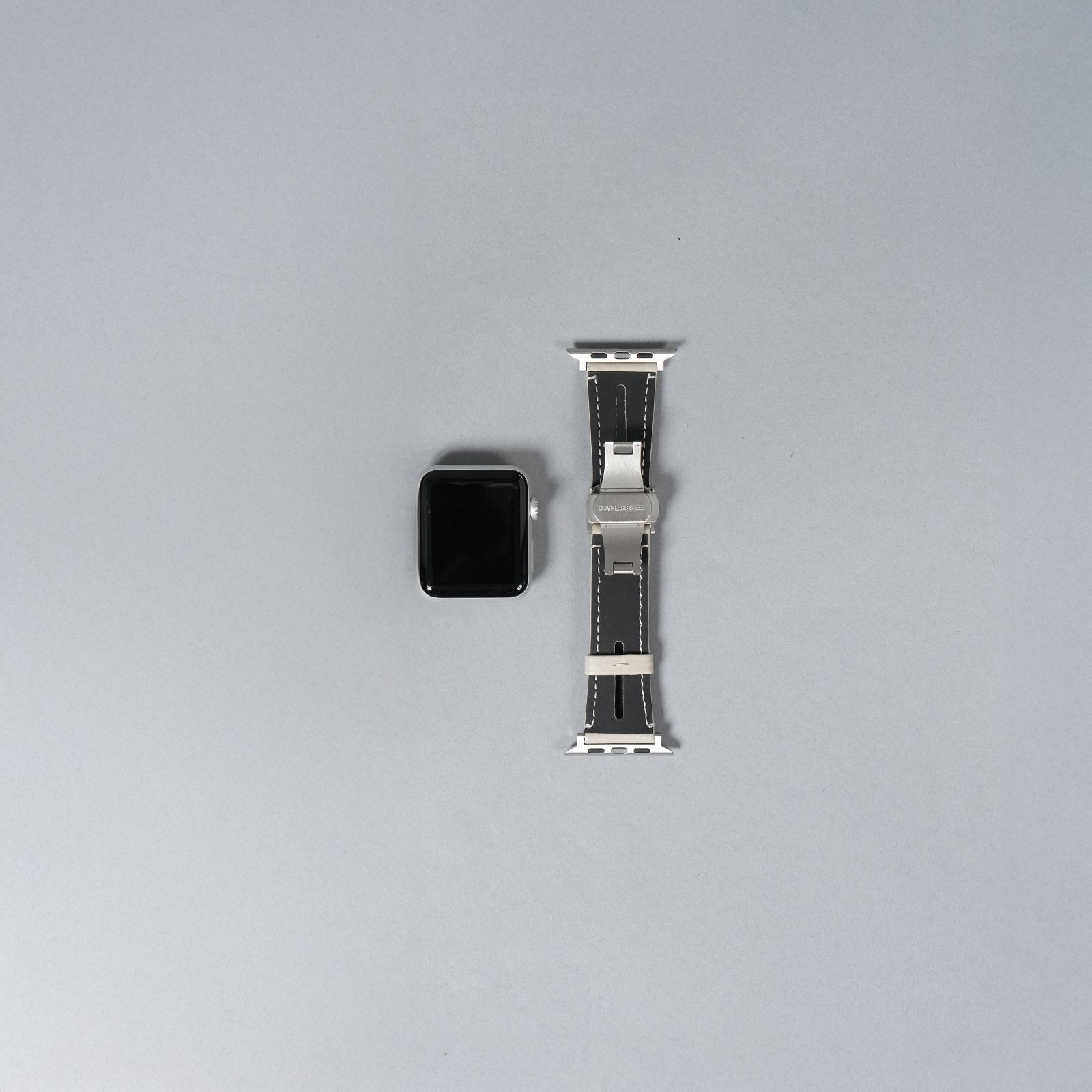 レザーハイブリッドバンド Dバックル for Apple Watch (ホワイトベージュ)