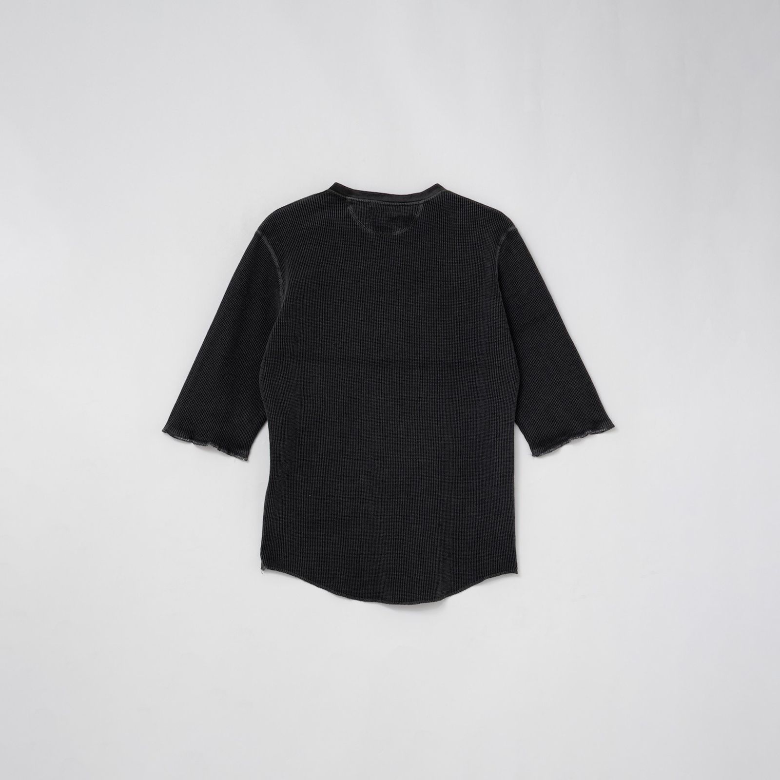 WAFFLE HENLEY (3/4)SLEEVE / ワッフル ヘンリーネック Tシャツ (ブラック)