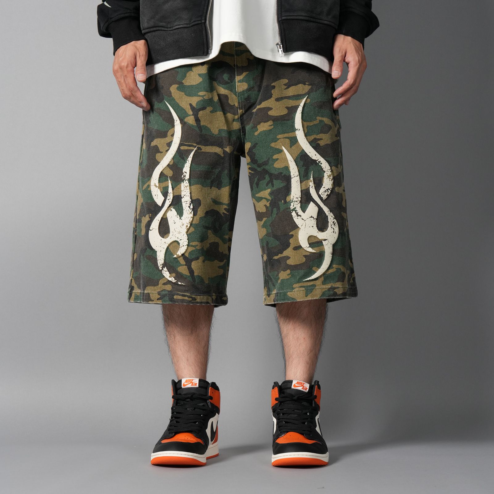 【ラスト1点】 3D Tribal Denim Five-pocket Shorts / スリーディトライバル デニム ファイブポケット ショーツ (ウッドランドカモ)