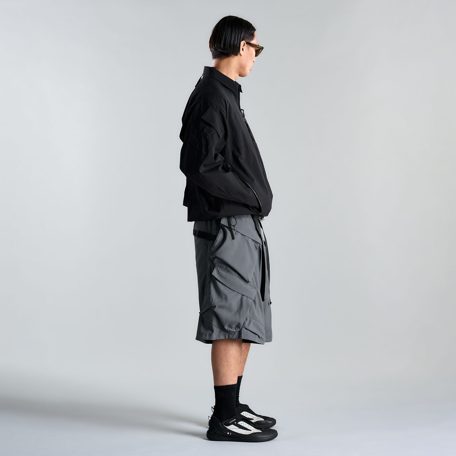 LA12-M / NYLON STRETCH SHIRT JACKET / ナイロンストレッチシャツジャケット [ストレートフィット] (ブラック)