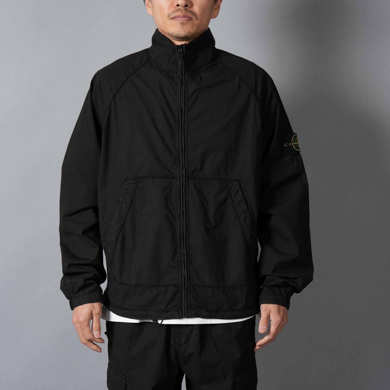 6100044 STRETCH COTTON TELA 'PARACADUTE' / トラックジャケット (ブラック)