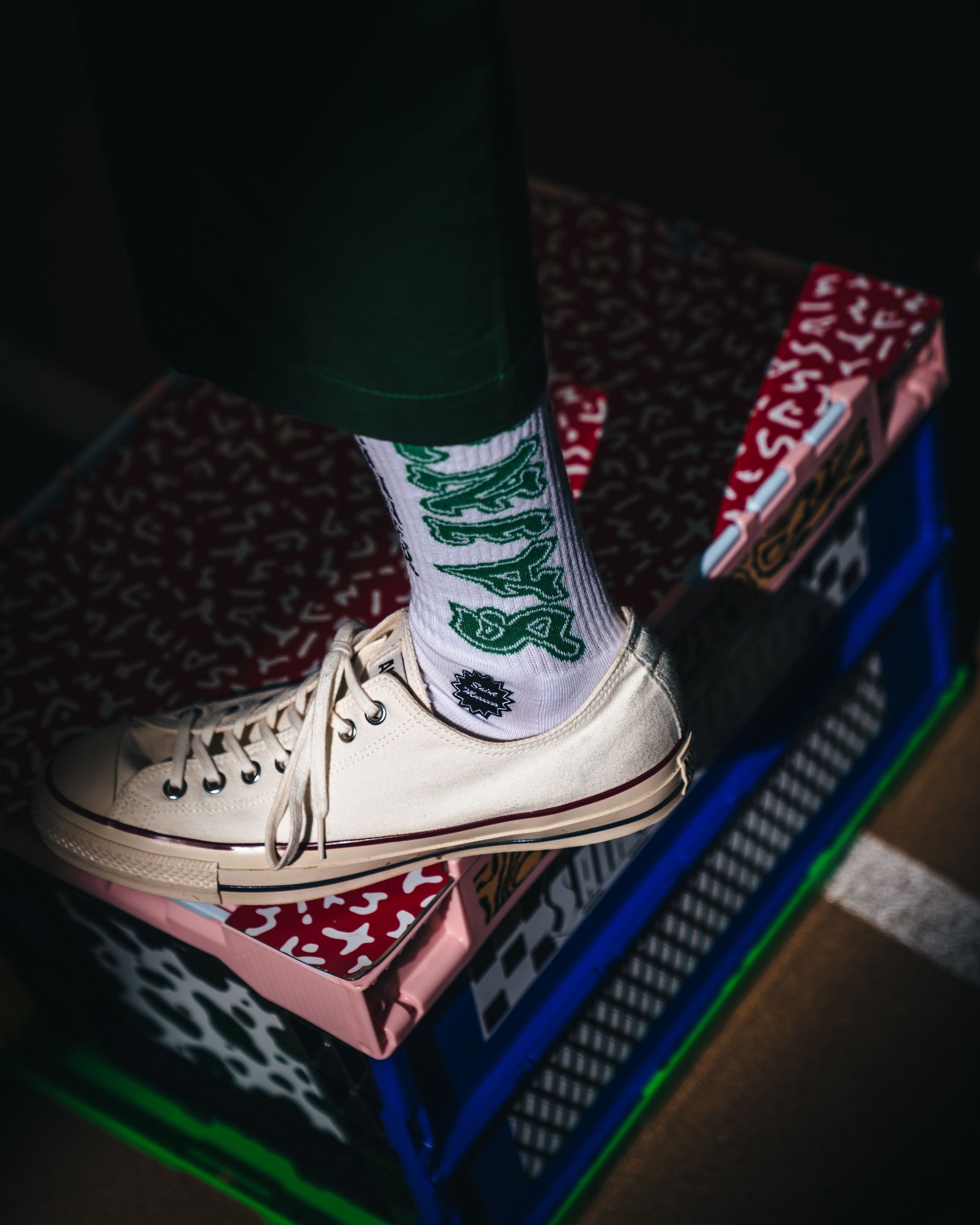 SM-MK8-0000-108 / SOCKS / SAINT/ WHITE+GREEN / ソックス  (ホワイト/グリーン)