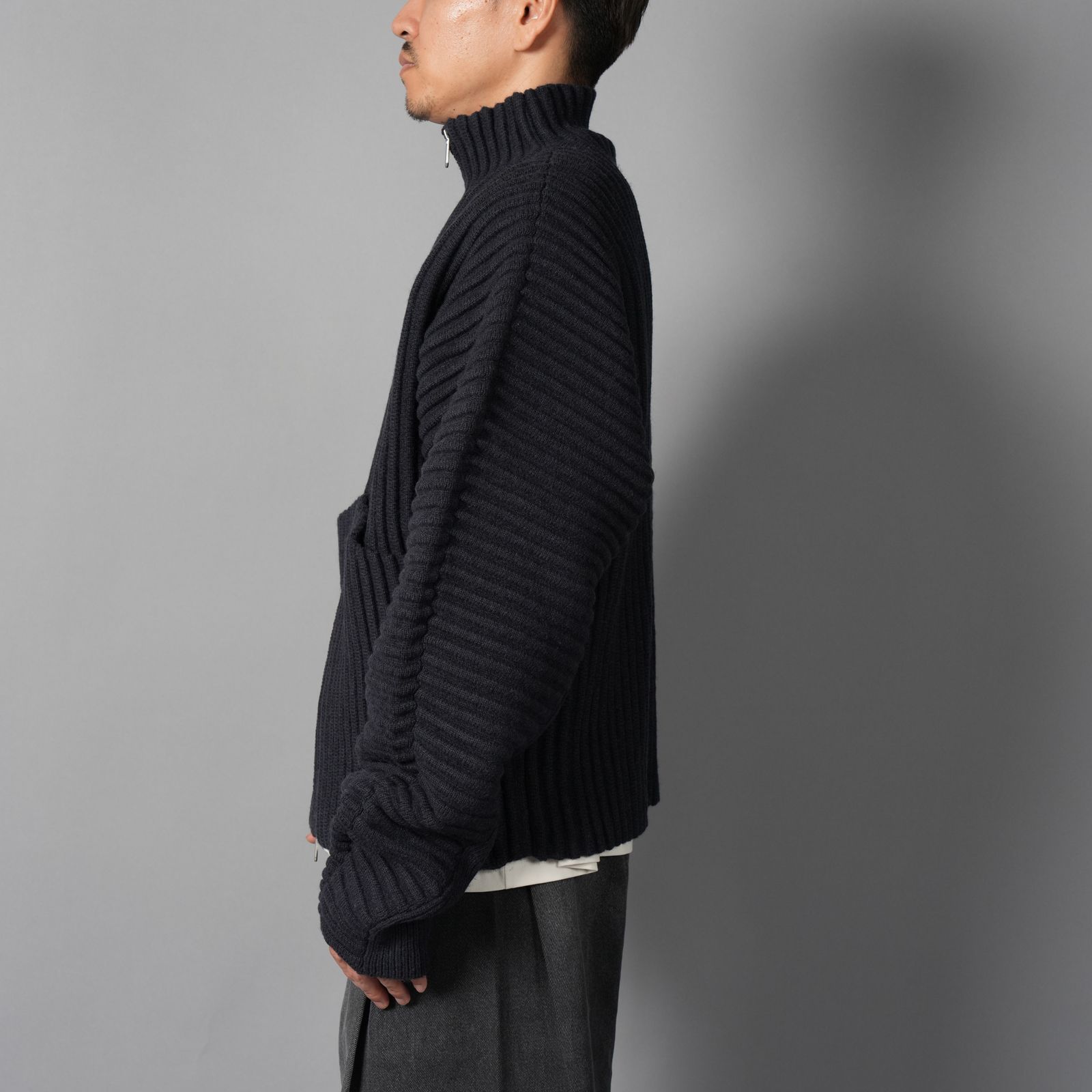 GLOBE RIB KNIT CARDIGAN  / グローブ リブ ニットカーディガン (マリン)