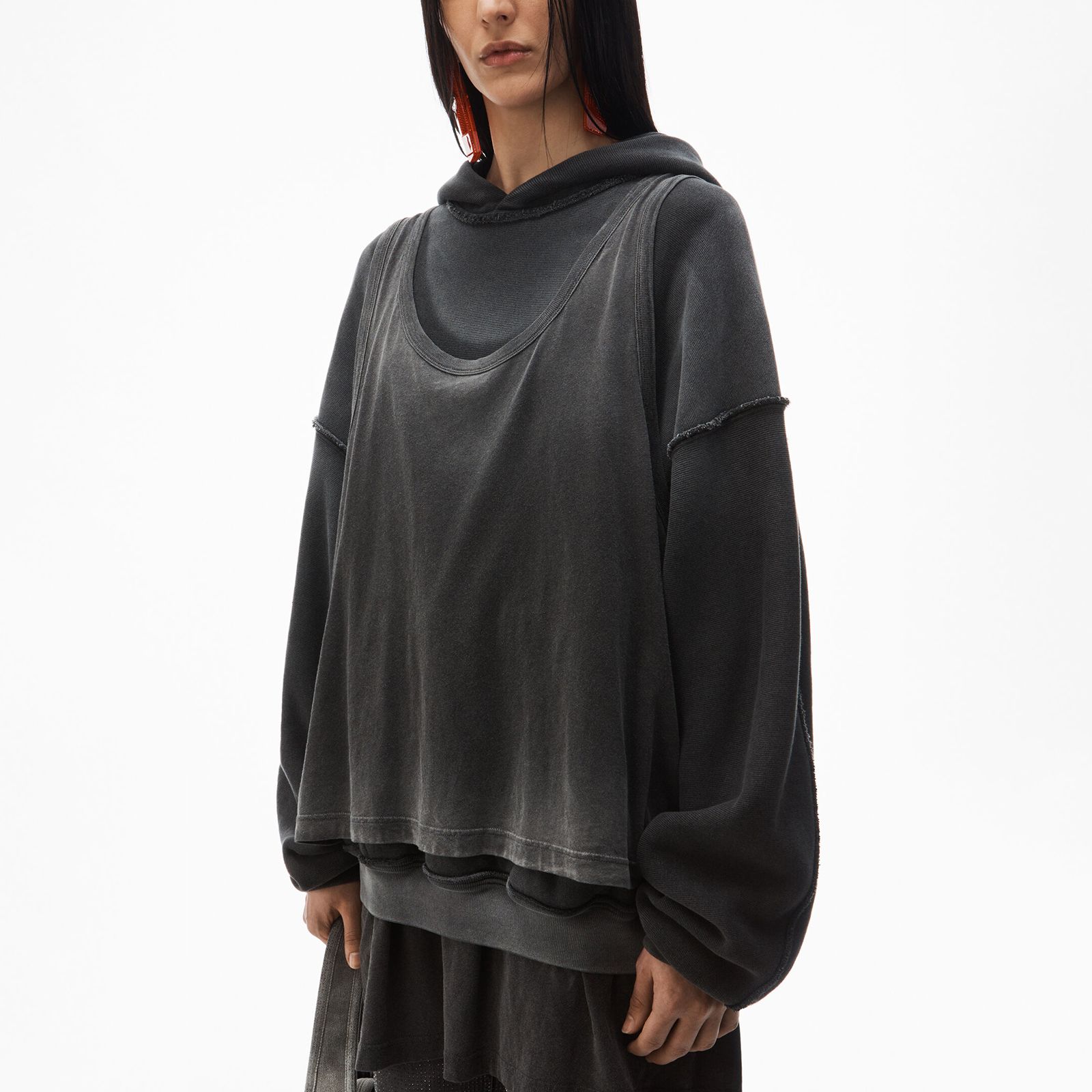 OVERSIZED UNISEX TRIPLE LAYER HOODIE / コットン オーバーサイズ トリプルレイヤー フーディー 【ユニセックス】 (ブラック)