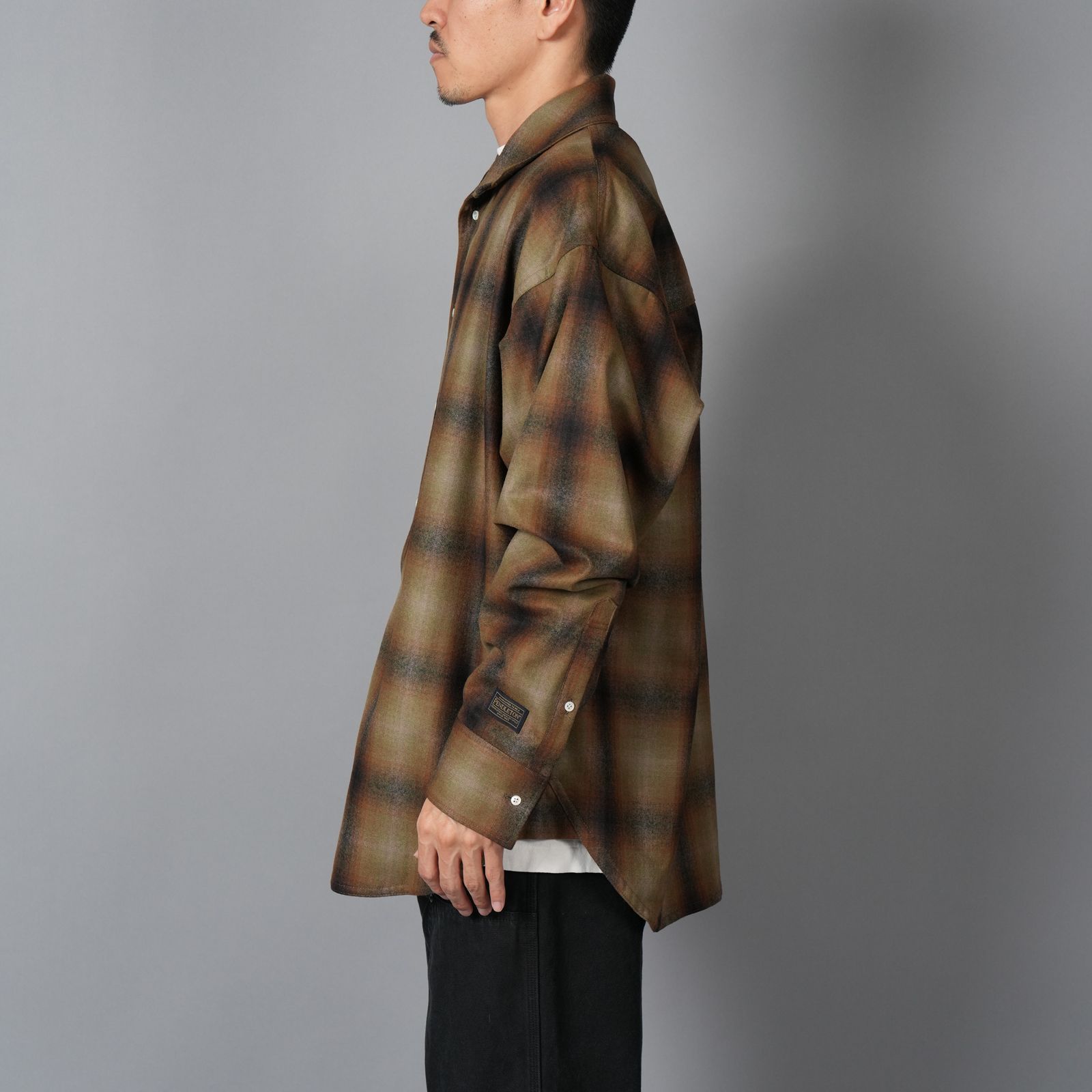 【限定】Basicks x Pendleton x DELUXE / Shadow Check Shirt / シャドウ チェックシャツ (カーキ)