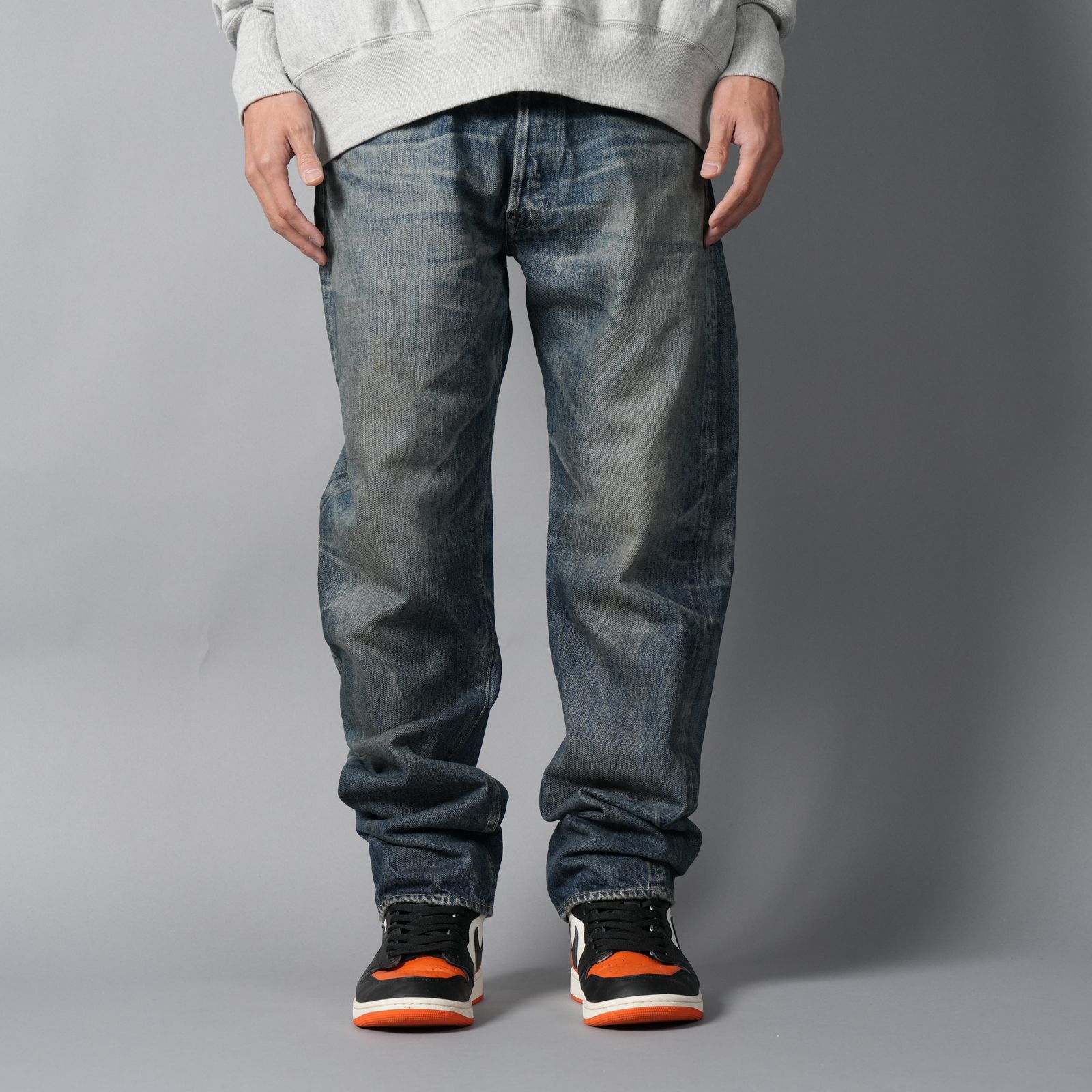 【ラスト1点】【コラボ】SM-HR1-0000-C60 / BB_DENIM PNT / 5PKTS DAMAGE / デニムパンツ (ブルー)