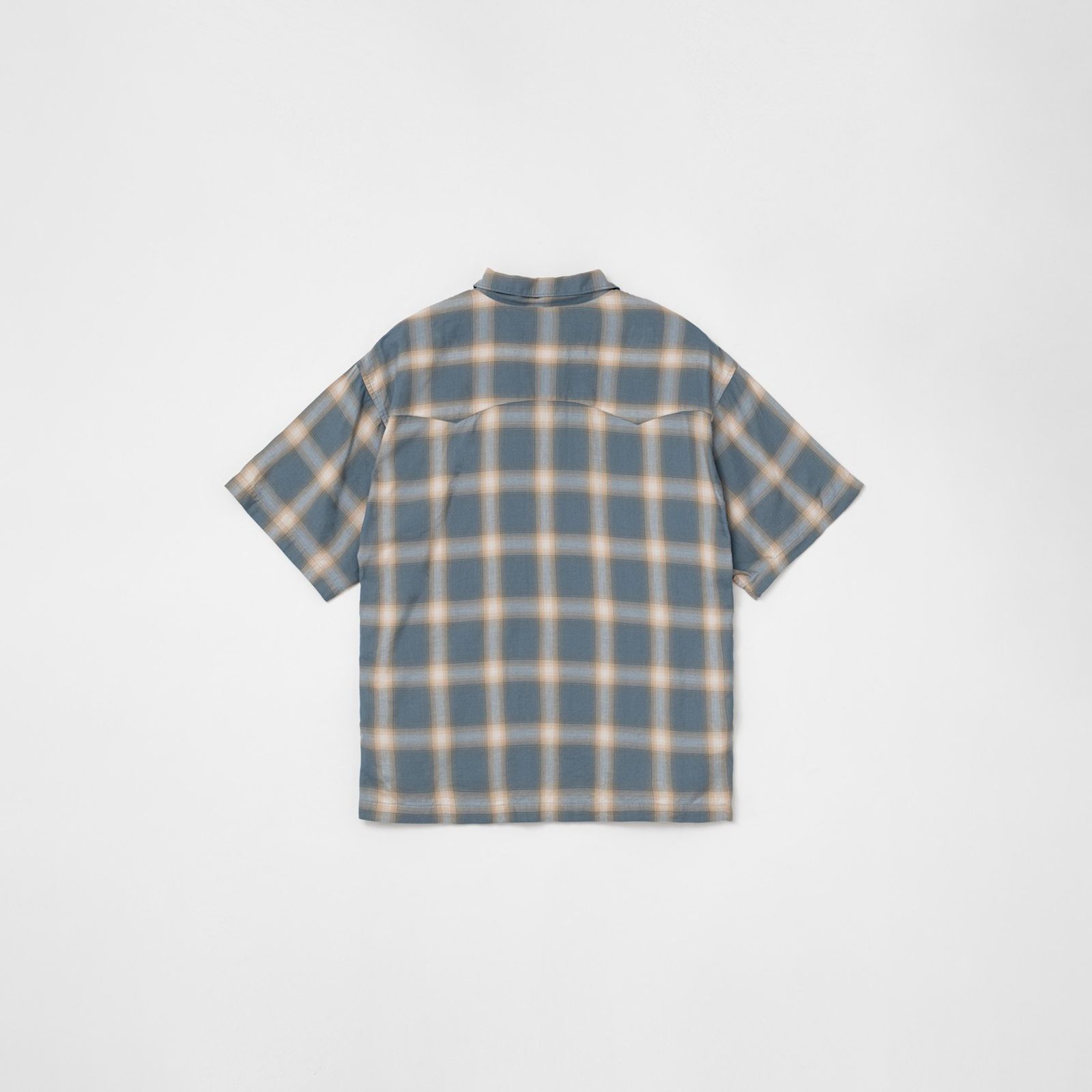 OMBRE PLAID CURBAN SHIRTS (SS)  / 半袖シャツ (ブルー)