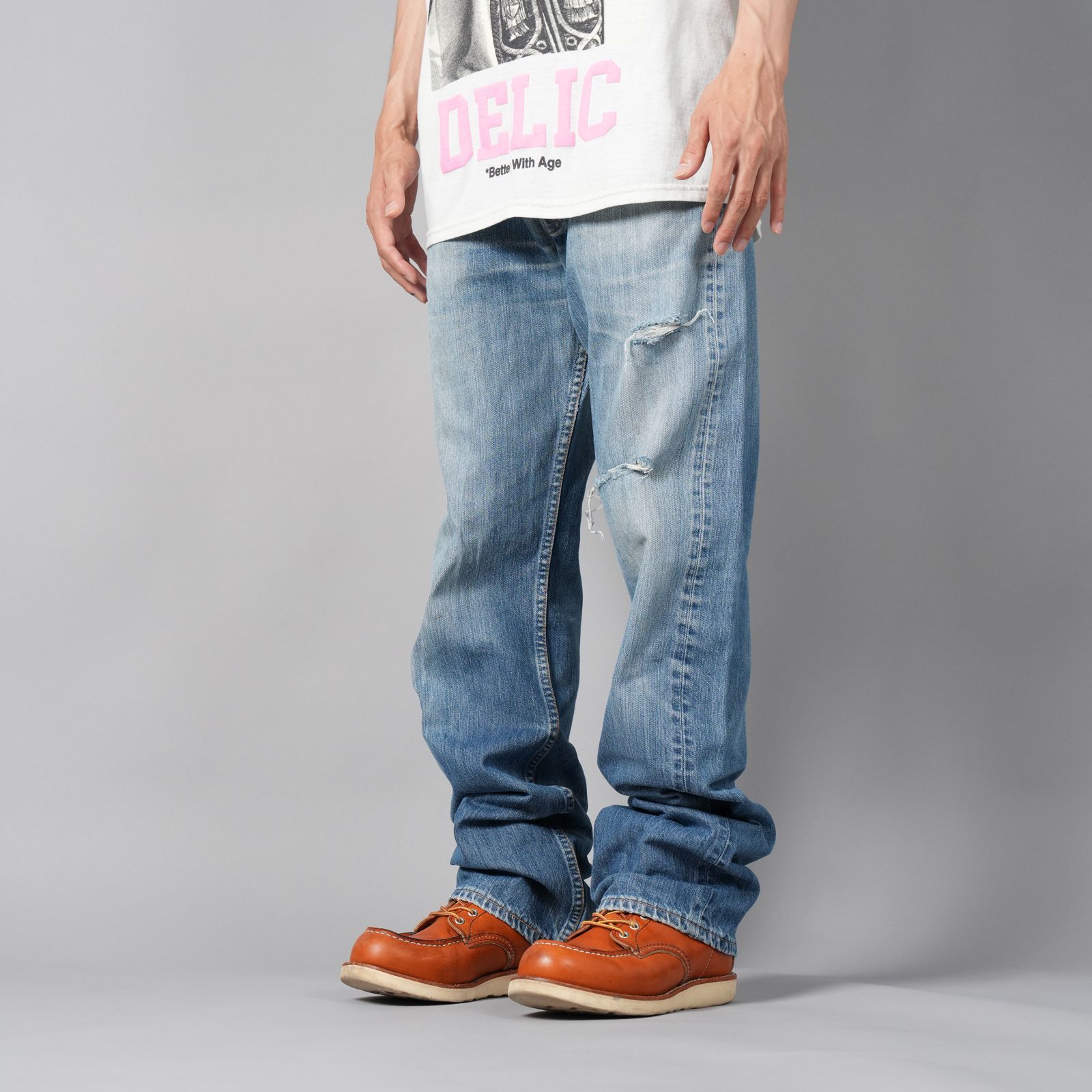 BASICKS x Vintage Levi's Heart Pocket Damage Denim / ハートポケットダメージデニム [32インチ] (ブルー)