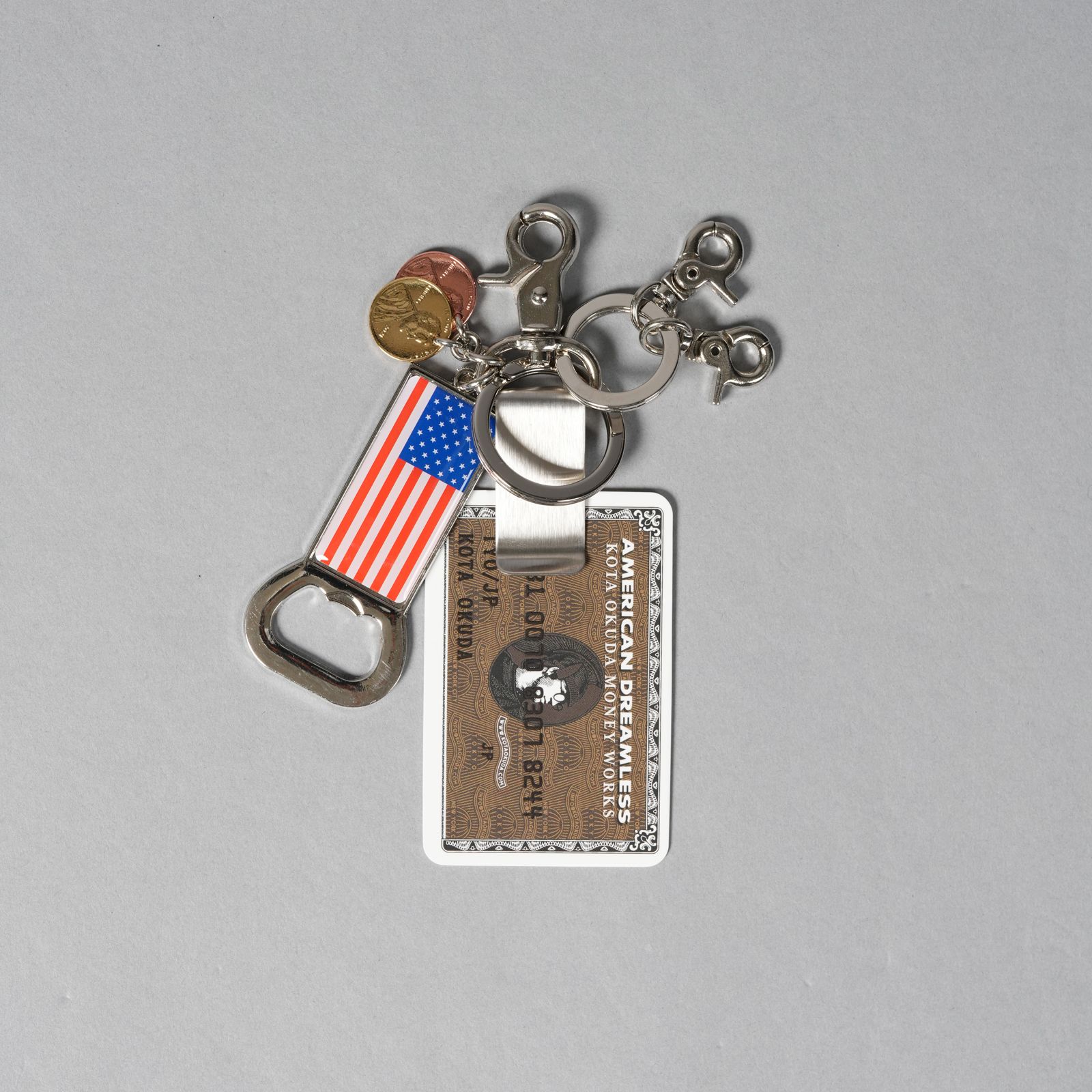 MONEY CLIP KEYRING (STELL) / マネークリップキーリング (シルバー/ブラウン)