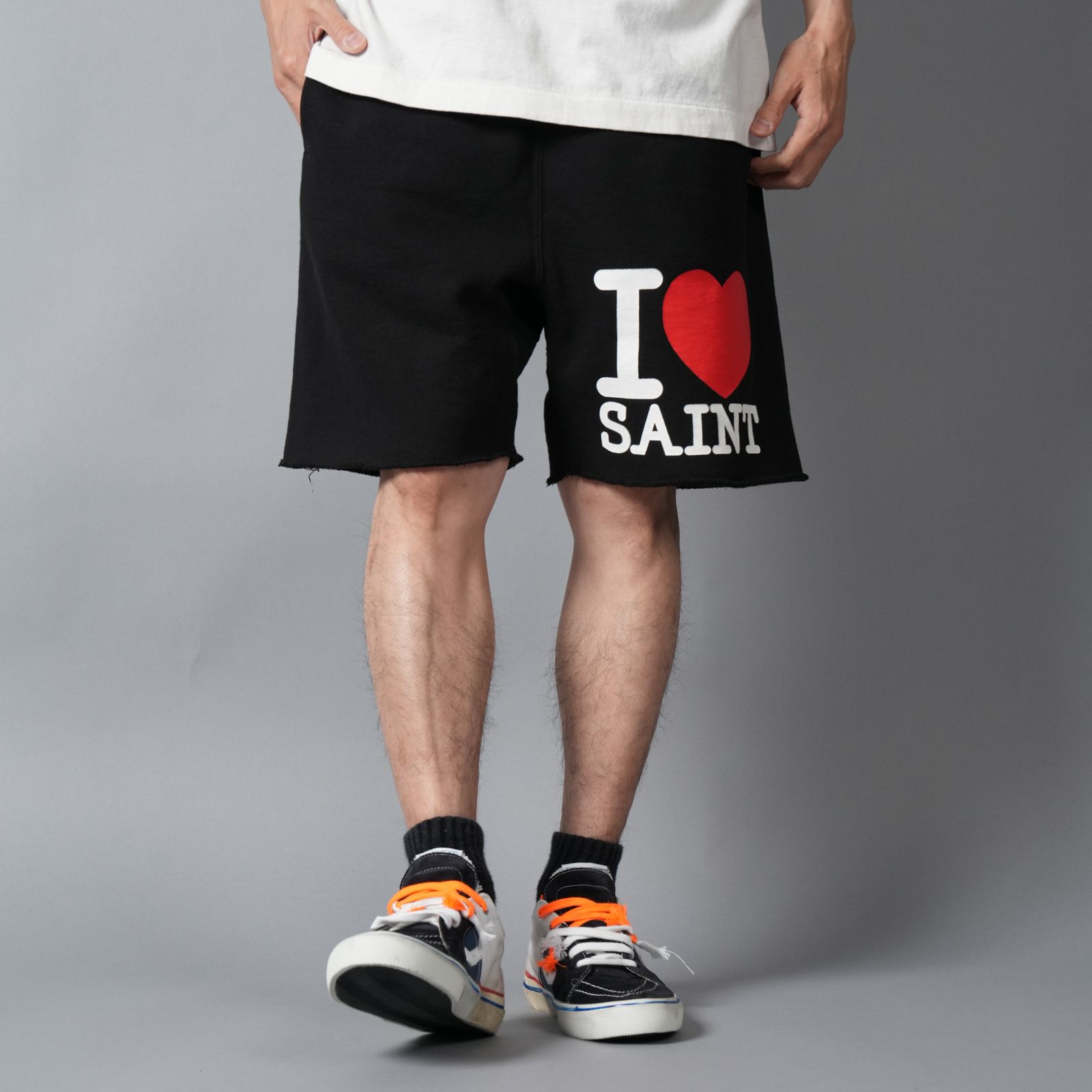 SM-MK8-0000-066 / SWEAT SHORTS / I LOVE SAINT/BLK / スウェットショーツ (ブラック)