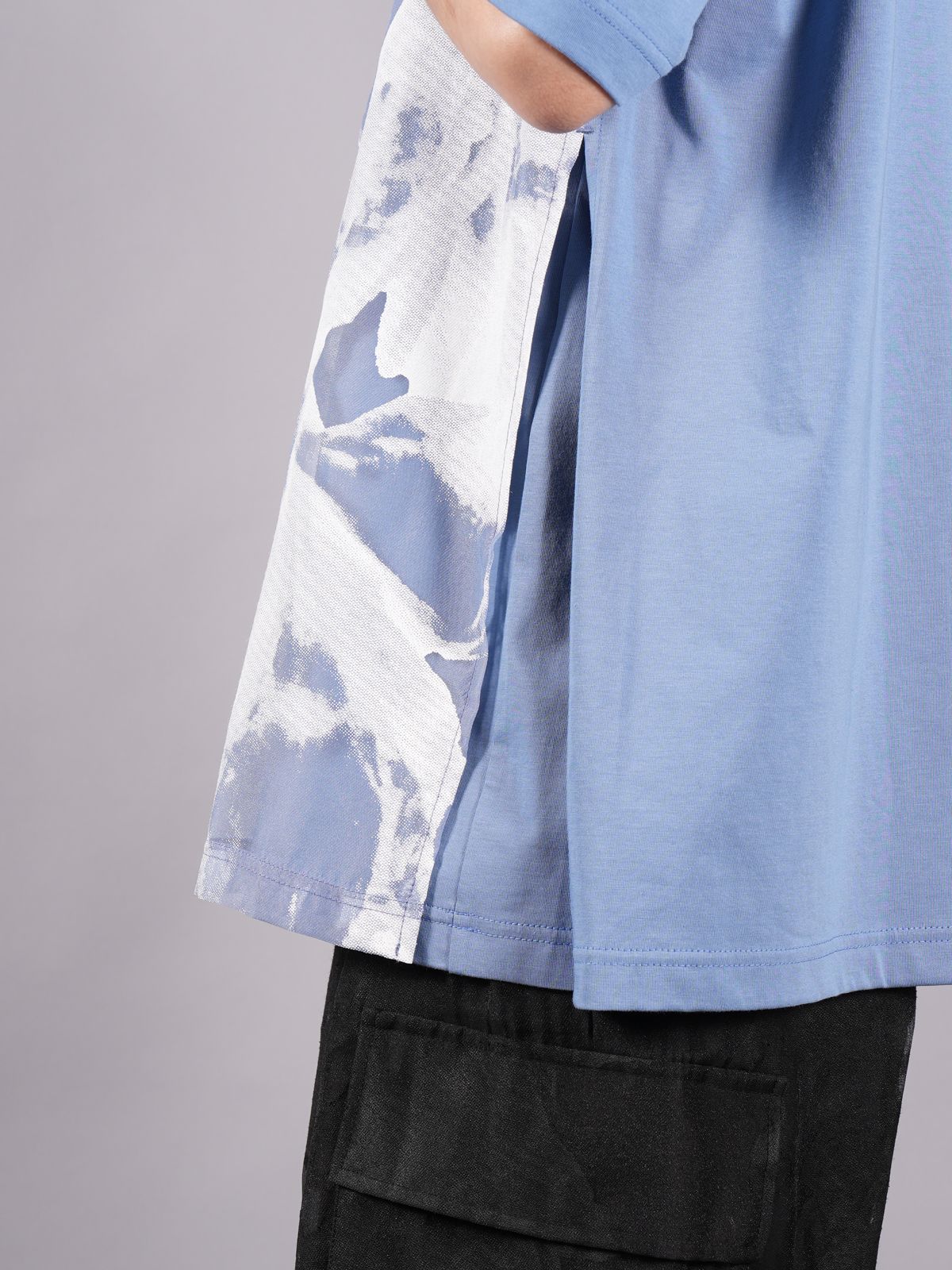 【ラスト1点】 TRANSPARENT FLOWER LAYERED T-SHIRTS / フラワーレイヤードTシャツ (ブルー)