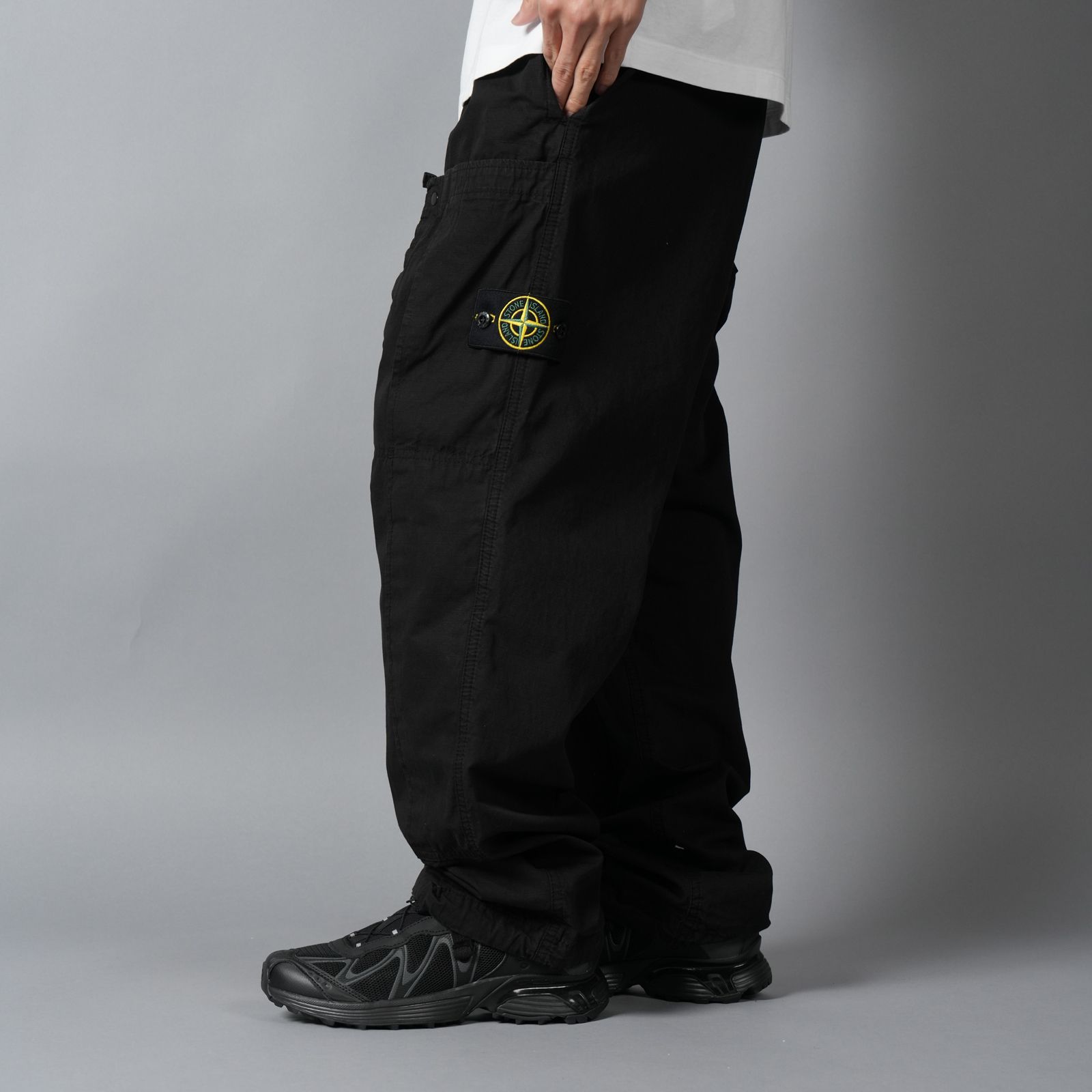 3100007 MERCERISED ORGANIC COTTON RIPSTOP / カーゴパンツ (ブラック)