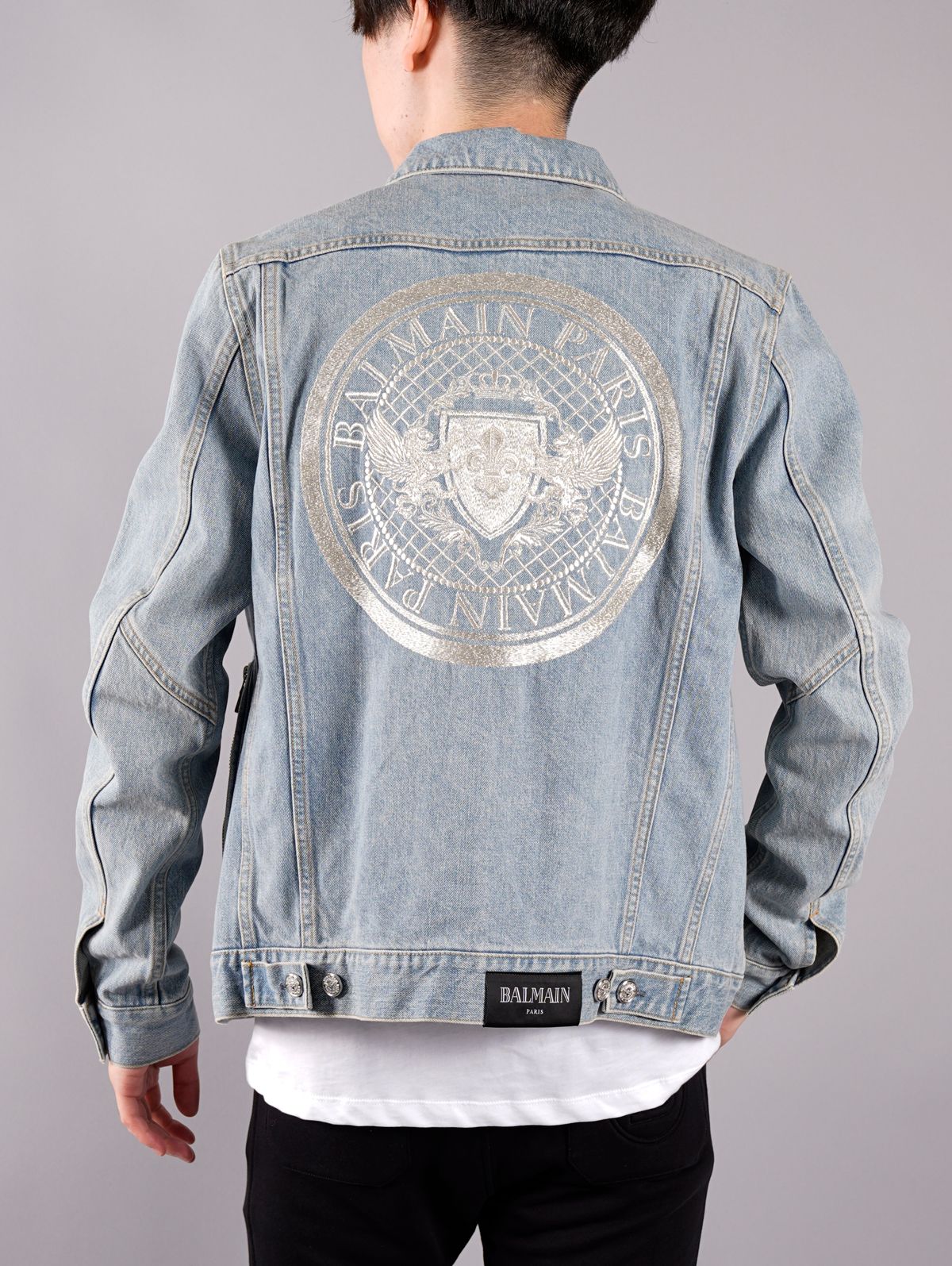 BALMAIN - DENIM JACKET WITH COIN EMBROIDERED BACK / デニム ...