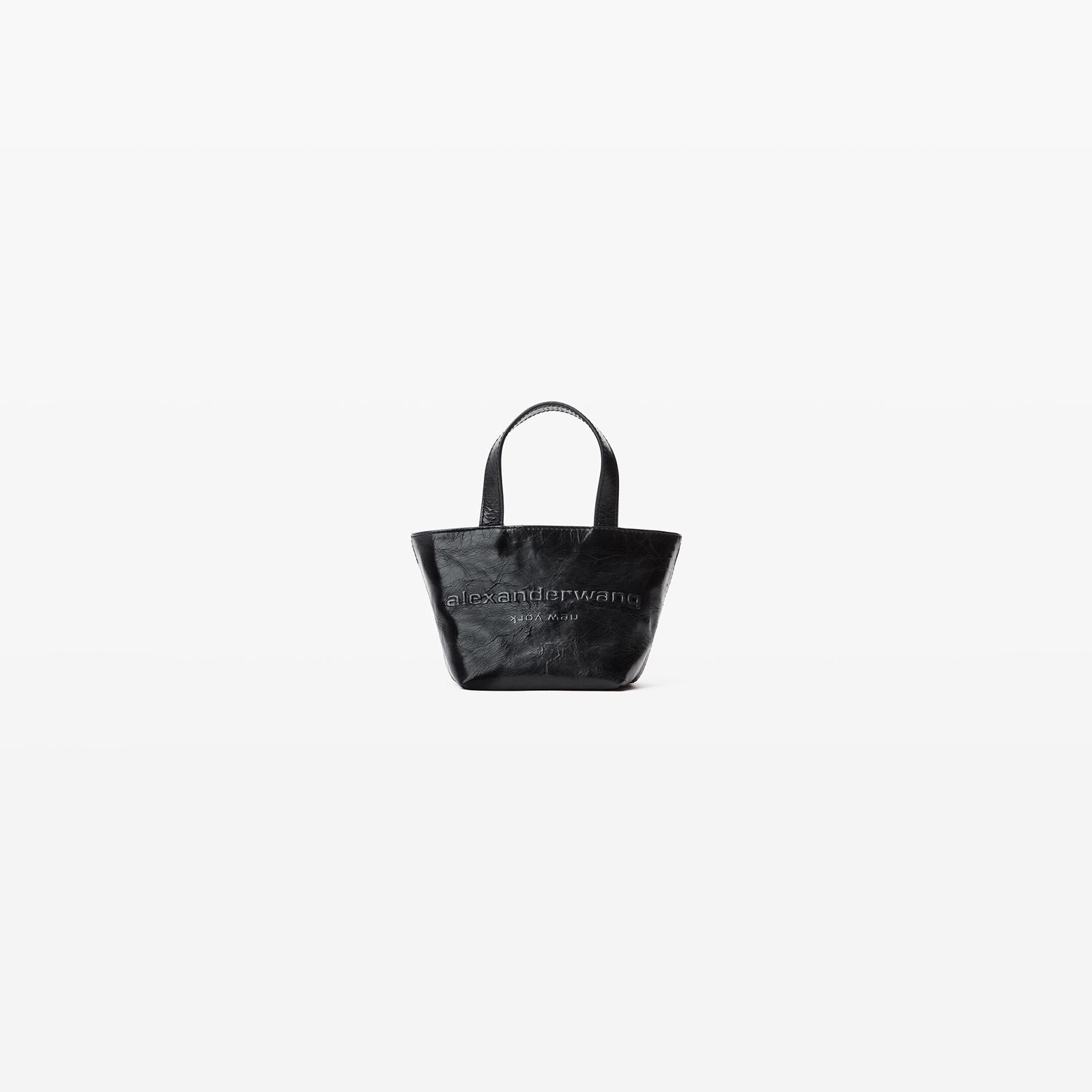 alexander wang - PUNCH MINI TOTE W/ STRAP / クラックルパテントレザー ミニトート / トートバック  (ブラック) | Confidence