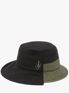 ASYMMETRIC BUCKET HAT / アシンメトリー バケットハット (ブラック/グリーン)