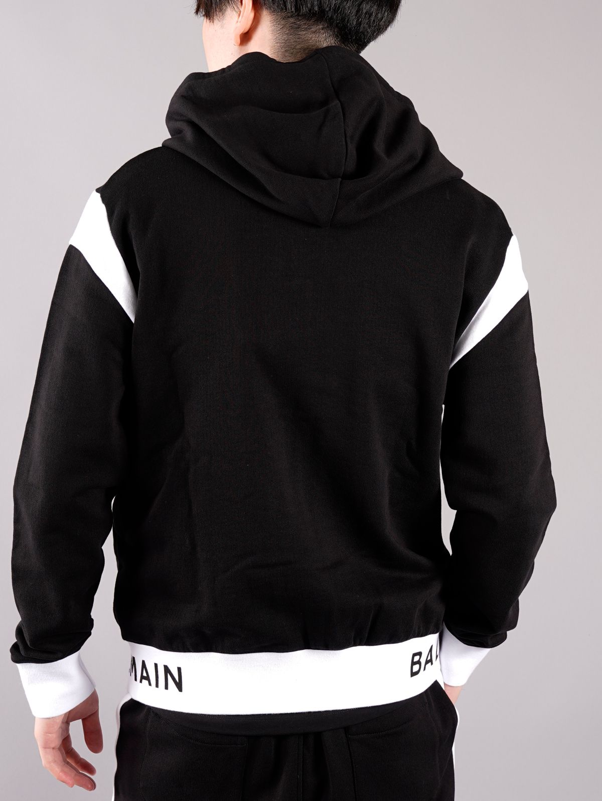 【ラスト1点】BH2-HOODIE-BALMAIN RIBBED / スウェット フーディー (パーカー) / ブラック / メンズ