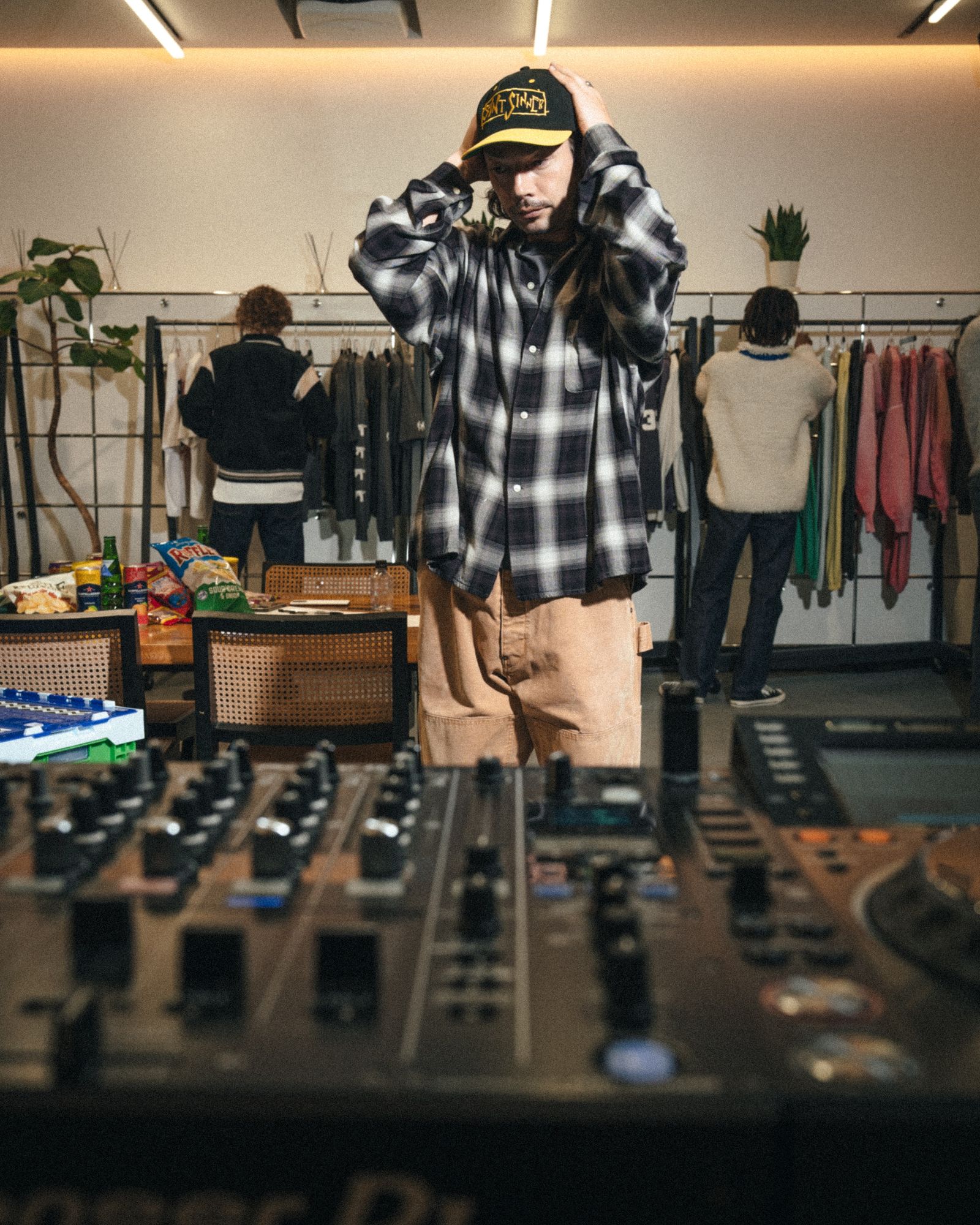 SM-MK1-0000-027 / RAYON SHIRT / CHECK / BLACK+GRAY / レーヨンシャツ (ブラック/グレー)