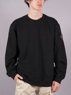 【ラスト1点】 BRUSHED COTTON FLEECE, GARMENT DYED / ブラッシュド コットン フリース ガーメントダイ クルーネックスウェット 裏起毛 (ブラック)