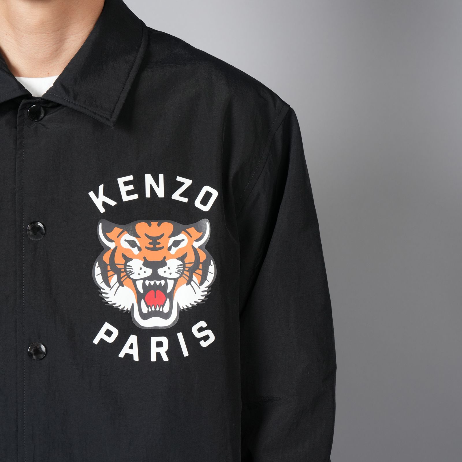 KENZO - 【ラスト1点】'KENZO LUCKY TIGER' キルティング コーチ ジャケット (ブラック) | Confidence