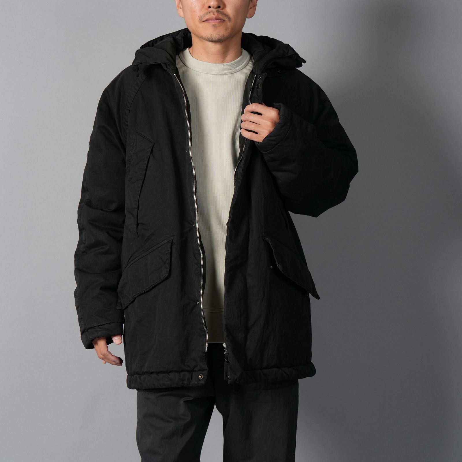 OUTERWEAR MEDIUM JACKET IN GABARDINE CO/NY / ミディアムジャケット (ブラック)