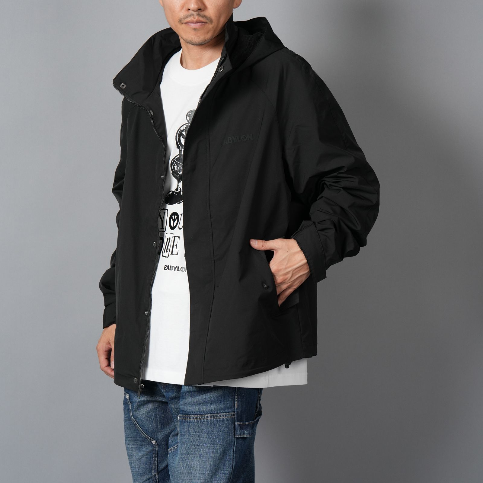 UTILITY RAIN JACKET / ユーティリティー レインジャケット  (ジェッドブラック)