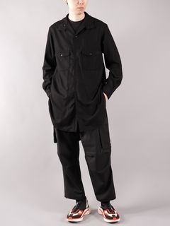ラスト1点 / Y-3 CLASSIC WOOL FLANNEL SHIRT / クラシック ウール ネルシャツ (ブラック)