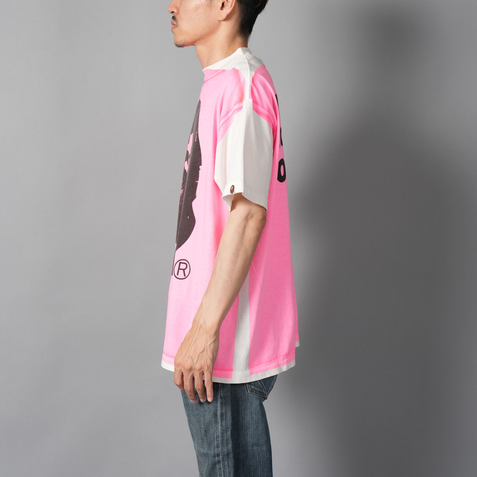 【残りわずか】【コラボ】SM-HR1-0000-C33 / BAPE_SS TEE / HANDPRINT / Tシャツ (ホワイト/ピンク)