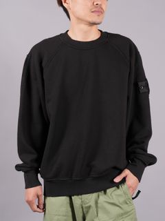 【ラスト1点】 60619 CREWNECK SWEATSHIRT + EMBROIDERY COTTON FLEECE / クルーネック スウェット (ブラック)