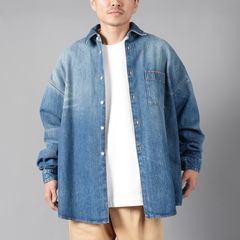 STONE WASHED ORGANIC BLUE DENIM / デニムシャツ (アイリスブルー)
